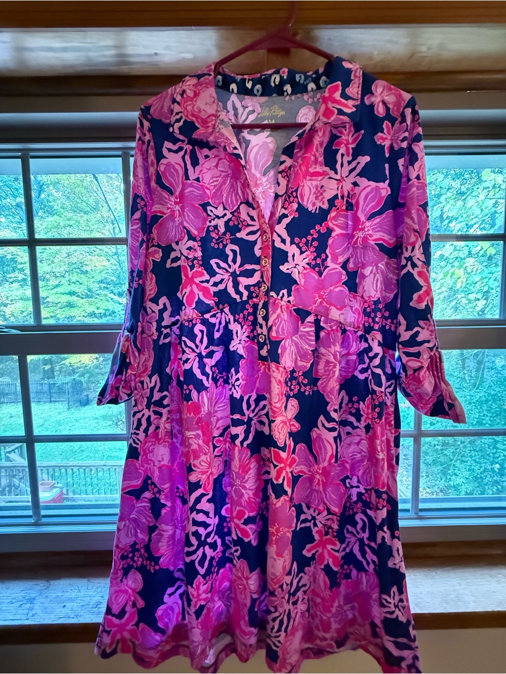 Lilly Pulitzer Navy Dress with Pink Floral Print